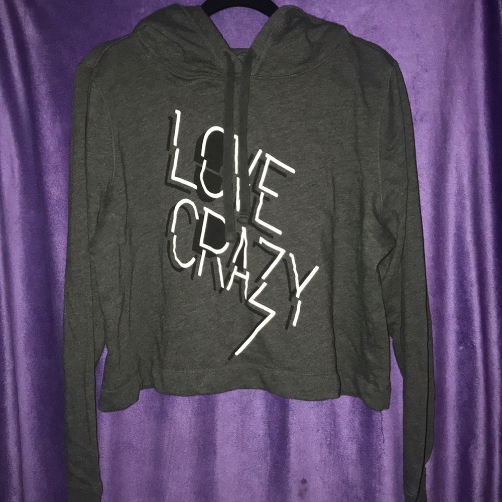 Cropped “love crazy” hoodie